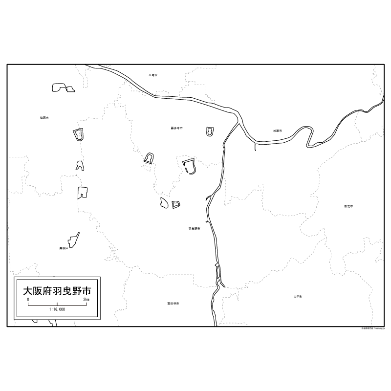 羽曳野市の白地図 白地図専門店