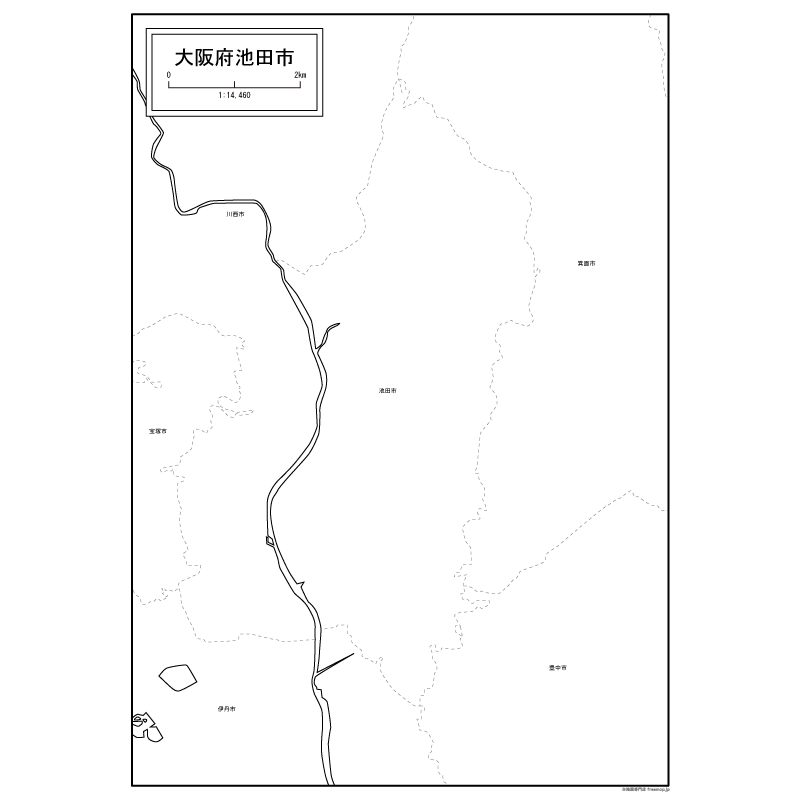 池田市の白地図のサムネイル