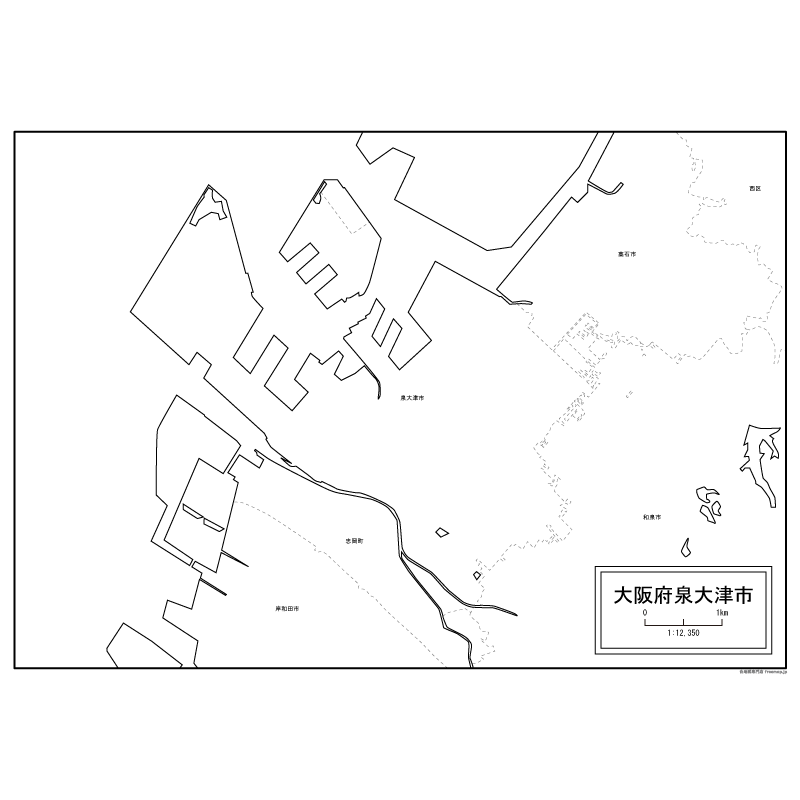 泉大津市の白地図のサムネイル