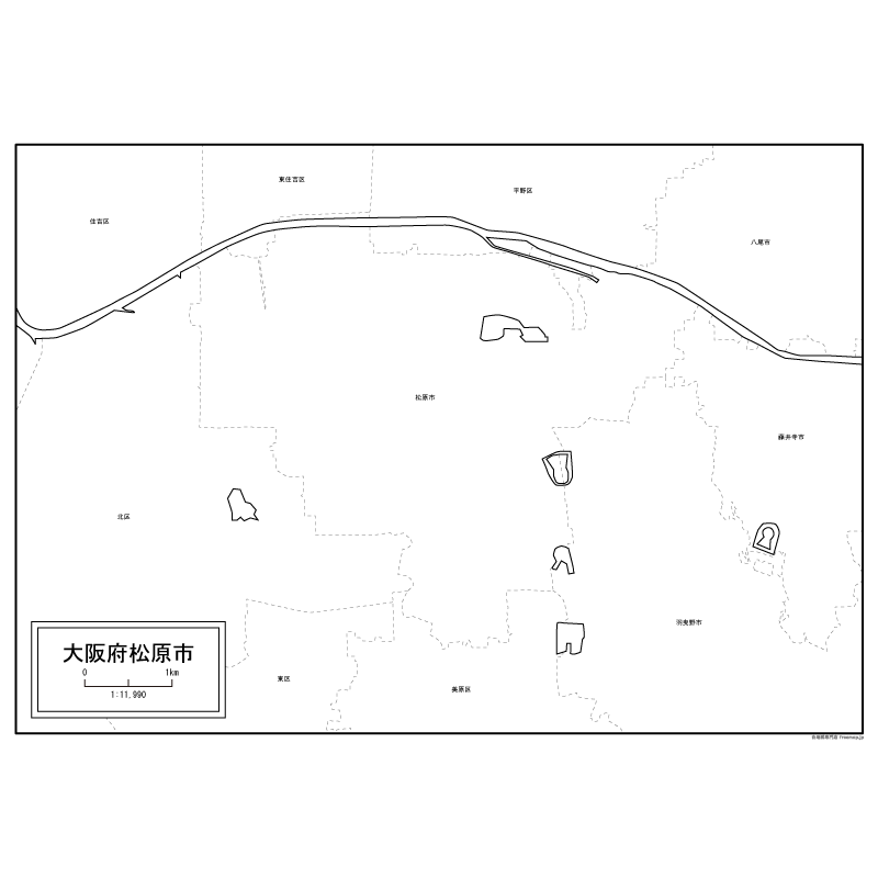 松原市の白地図のサムネイル