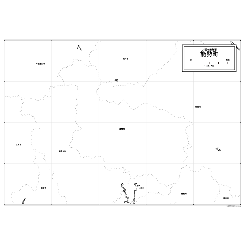 能勢町の白地図のサムネイル