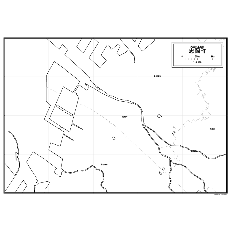 忠岡町の白地図のサムネイル
