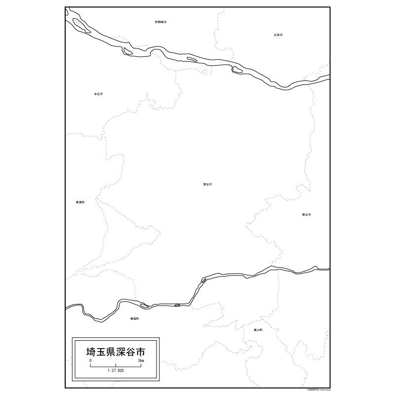深谷市の白地図のサムネイル