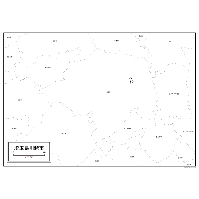 川越市の白地図のサムネイル