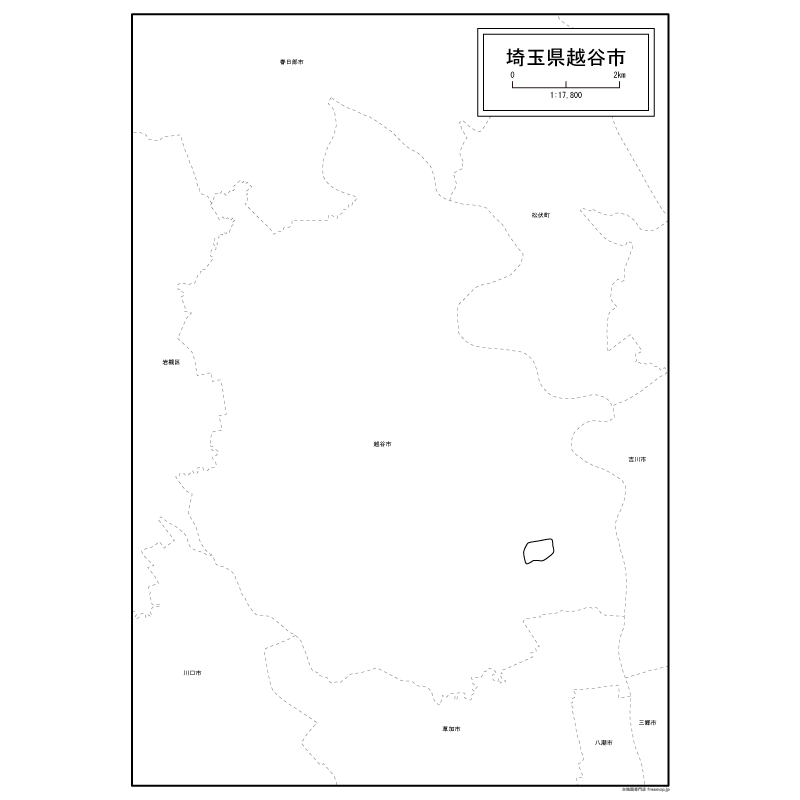 越谷市の白地図のサムネイル