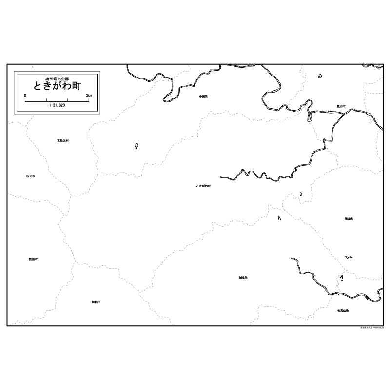 ときがわ町の白地図のサムネイル