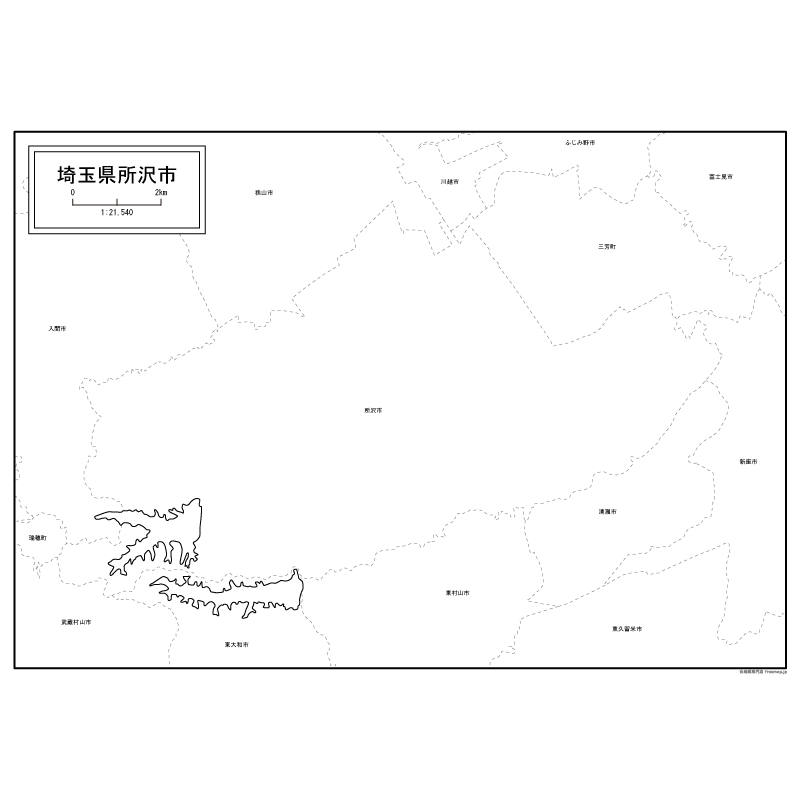 所沢市の白地図のサムネイル