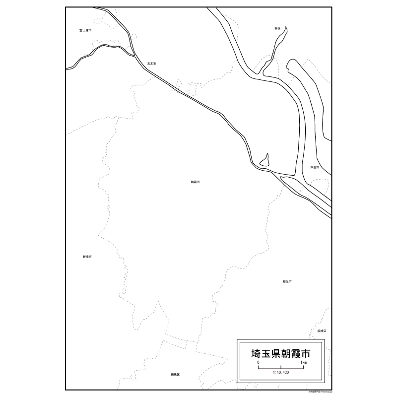 朝霞市の白地図のサムネイル