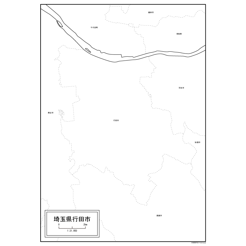 行田市の白地図のサムネイル
