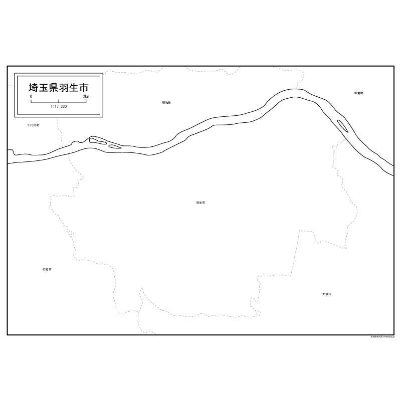 羽生市の白地図のサムネイル