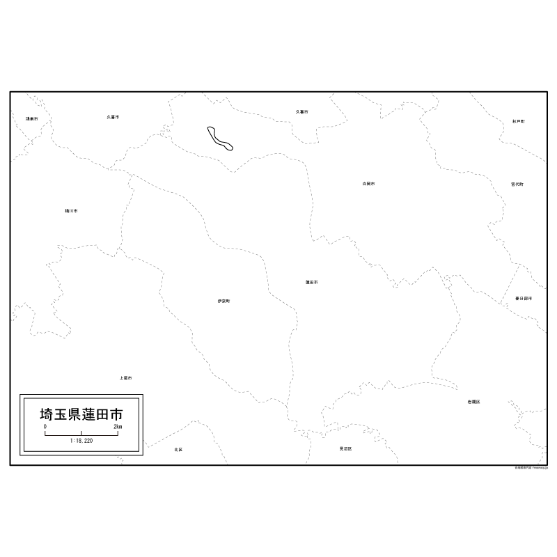 蓮田市の白地図のサムネイル