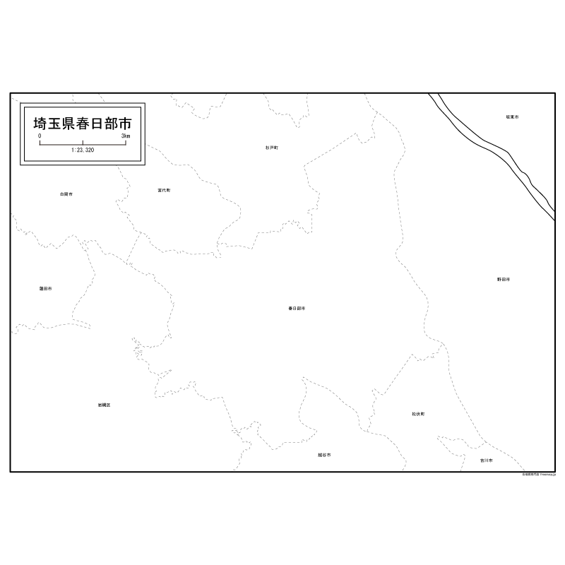 春日部市の白地図のサムネイル