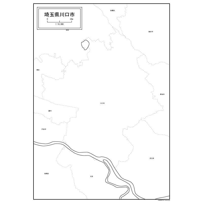 川口市の白地図のサムネイル