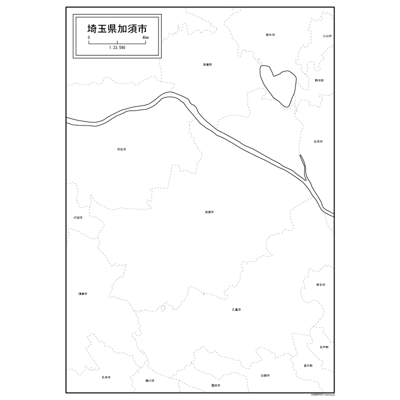 加須市の白地図のサムネイル