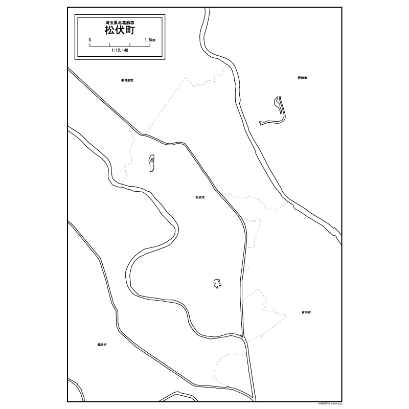 松伏町の白地図のサムネイル