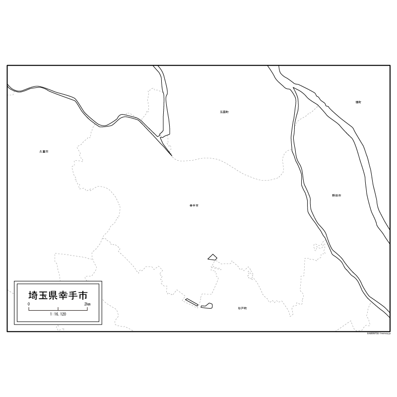 幸手市の白地図のサムネイル