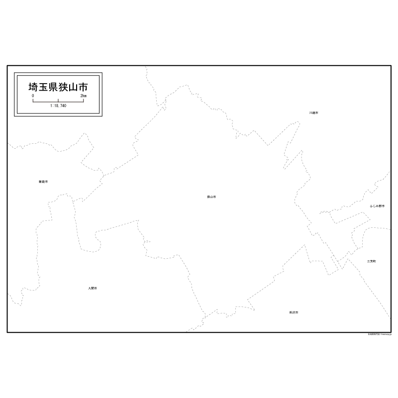 狭山市の白地図のサムネイル