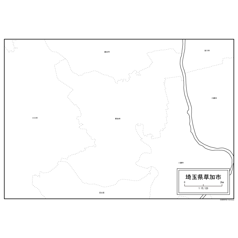 草加市の白地図のサムネイル