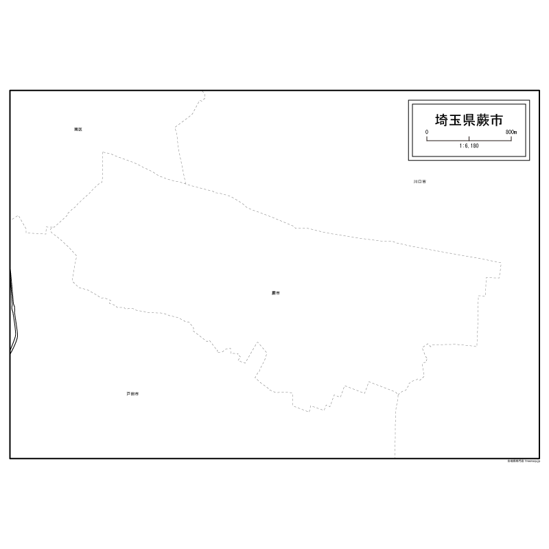 蕨市の白地図のサムネイル