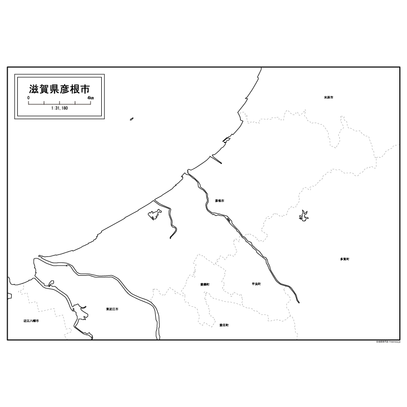 彦根市の白地図のサムネイル