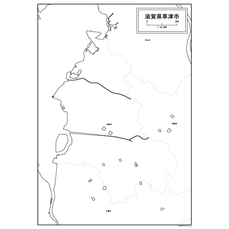 草津市の白地図のサムネイル