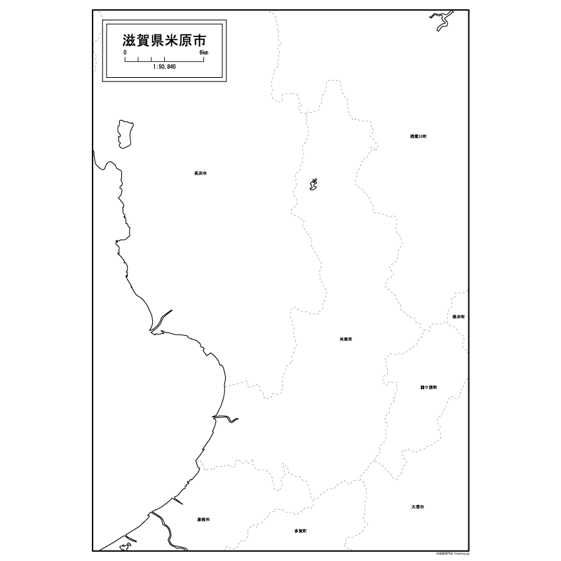 米原市の白地図のサムネイル
