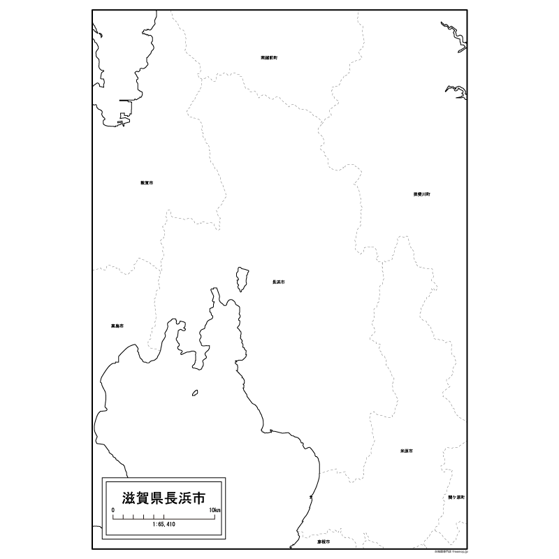 長浜市の白地図のサムネイル