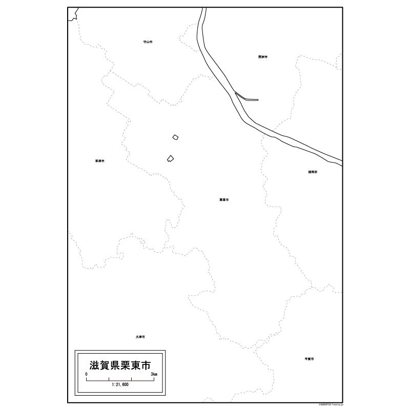 栗東市の白地図のサムネイル