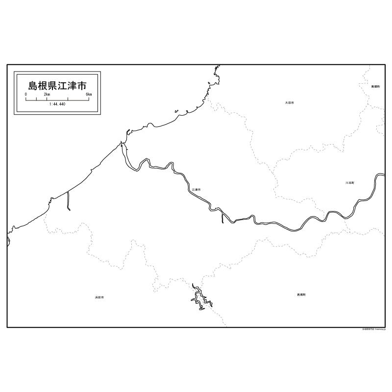 江津市の白地図のサムネイル