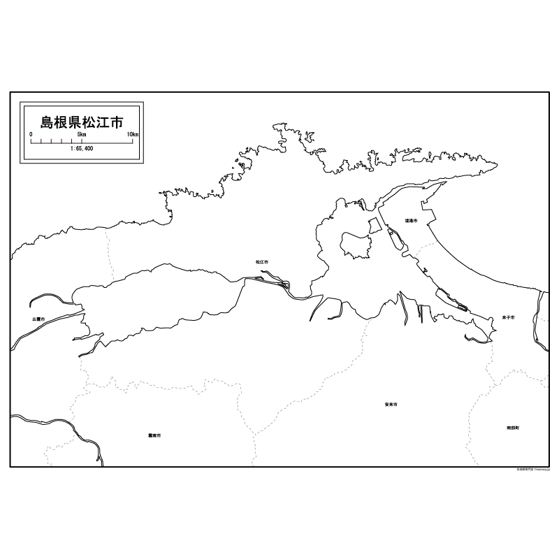 松江市の白地図のサムネイル