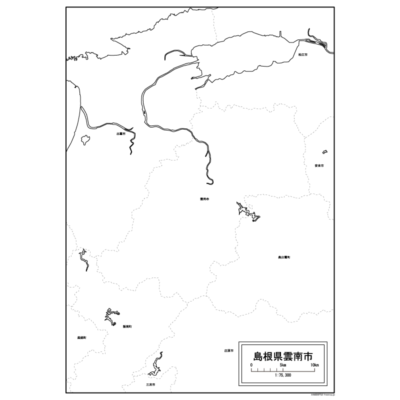 雲南市の白地図のサムネイル