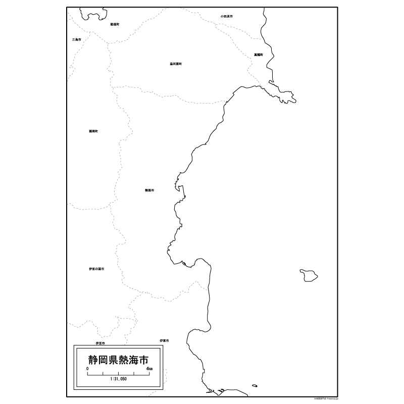 熱海市の白地図のサムネイル