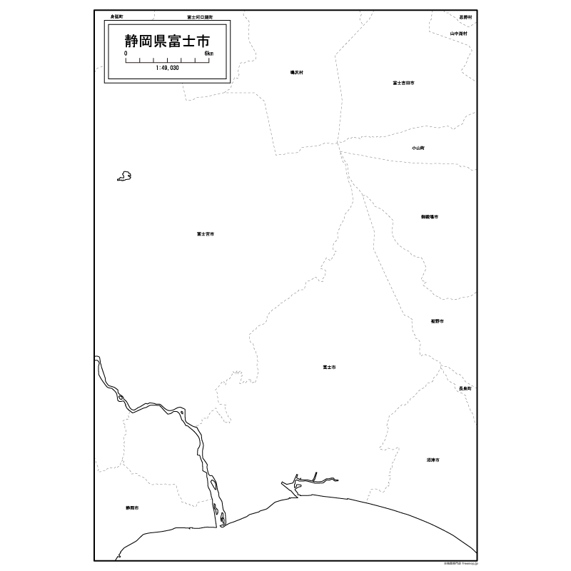 富士市の白地図のサムネイル