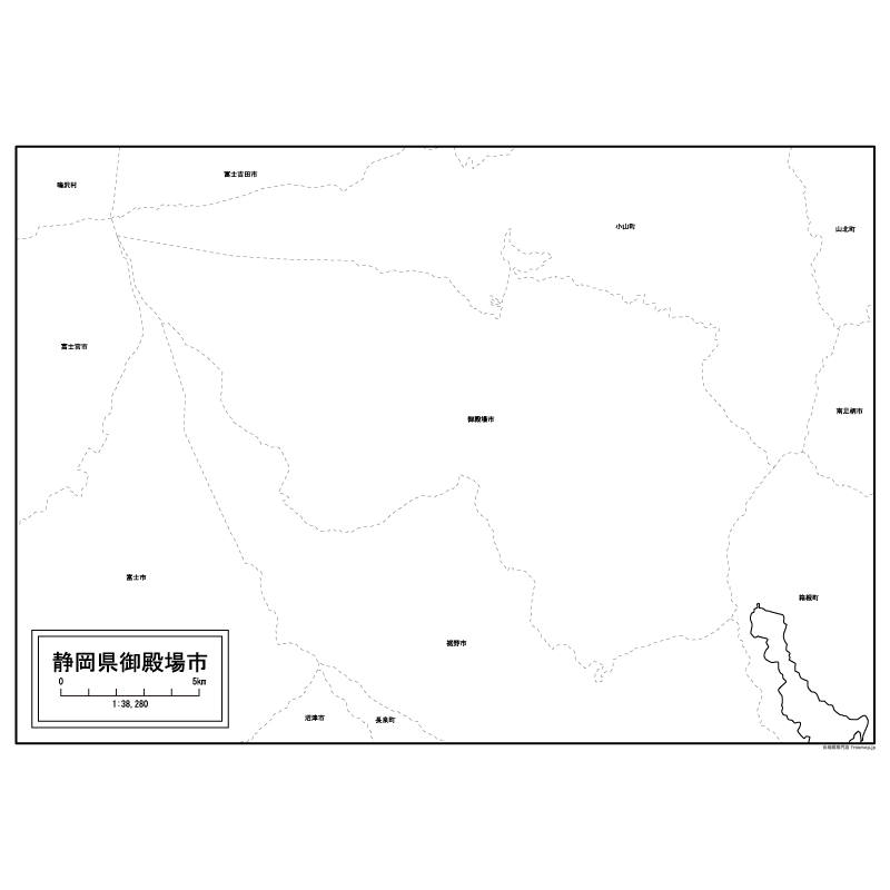 御殿場市の白地図のサムネイル