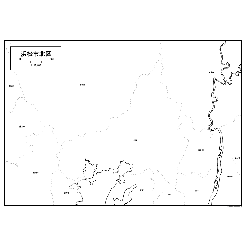 浜松市北区の白地図のサムネイル