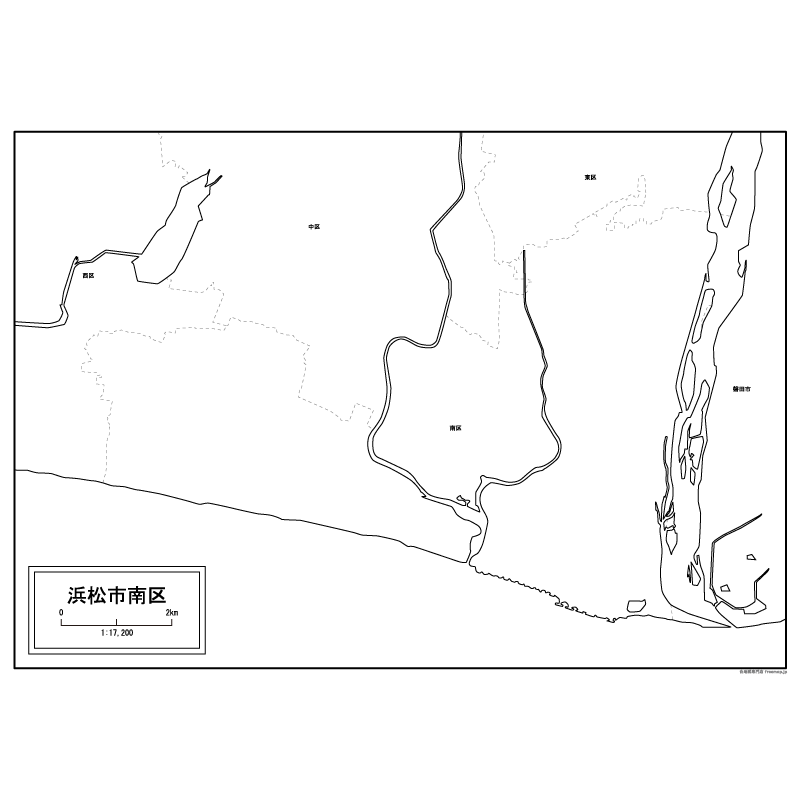 浜松市南区の白地図のサムネイル