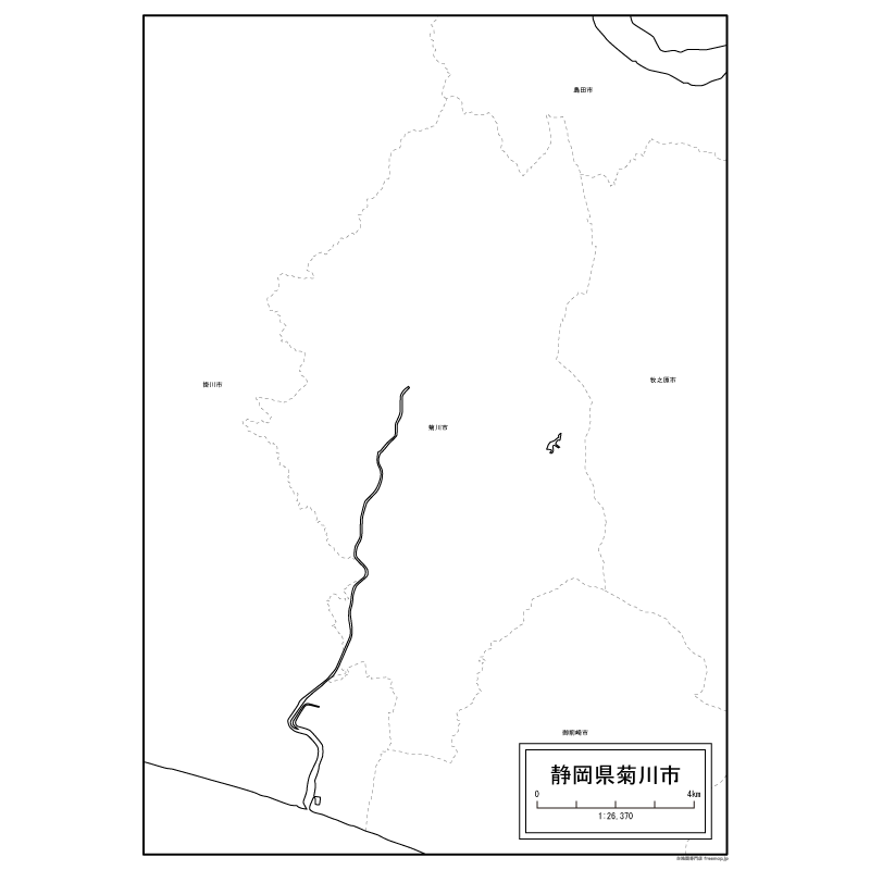 菊川市の白地図のサムネイル