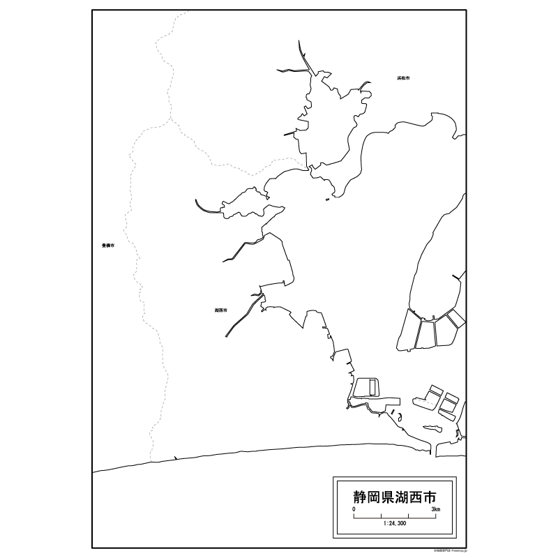 湖西市の白地図のサムネイル