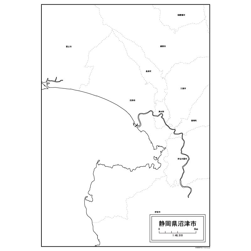 沼津市の白地図 | 白地図専門店