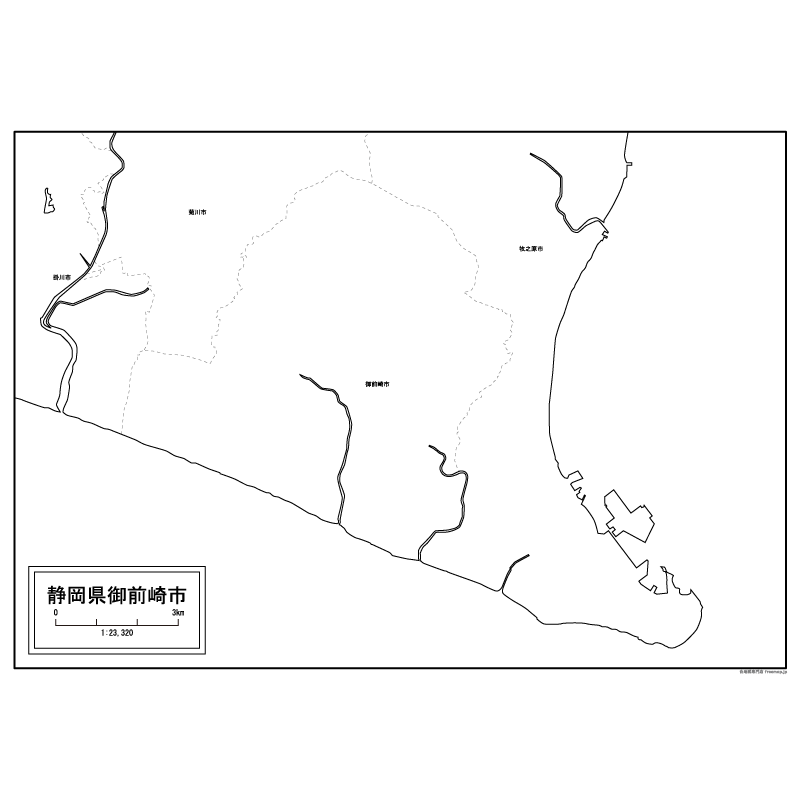 御前崎市の白地図のサムネイル