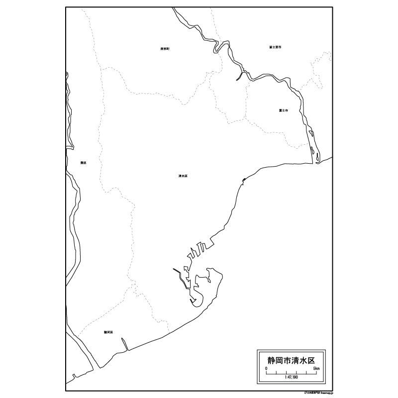 静岡市清水区の白地図のサムネイル