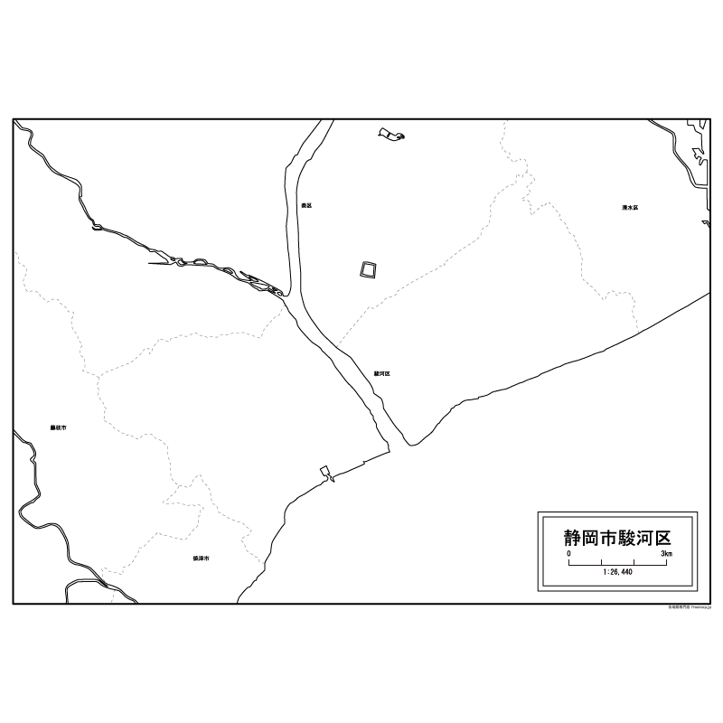 静岡市駿河区の白地図のサムネイル