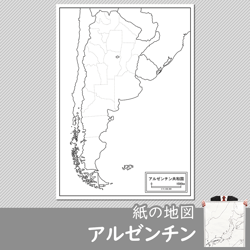 アルゼンチンの紙の白地図のサムネイル