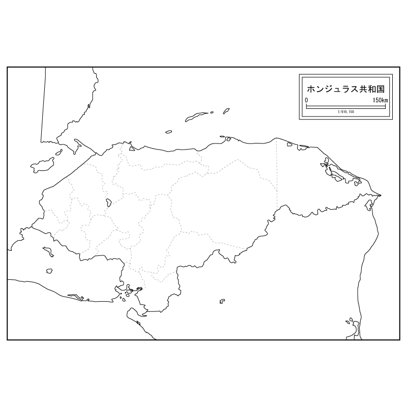 ホンジュラスの白地図のサムネイル