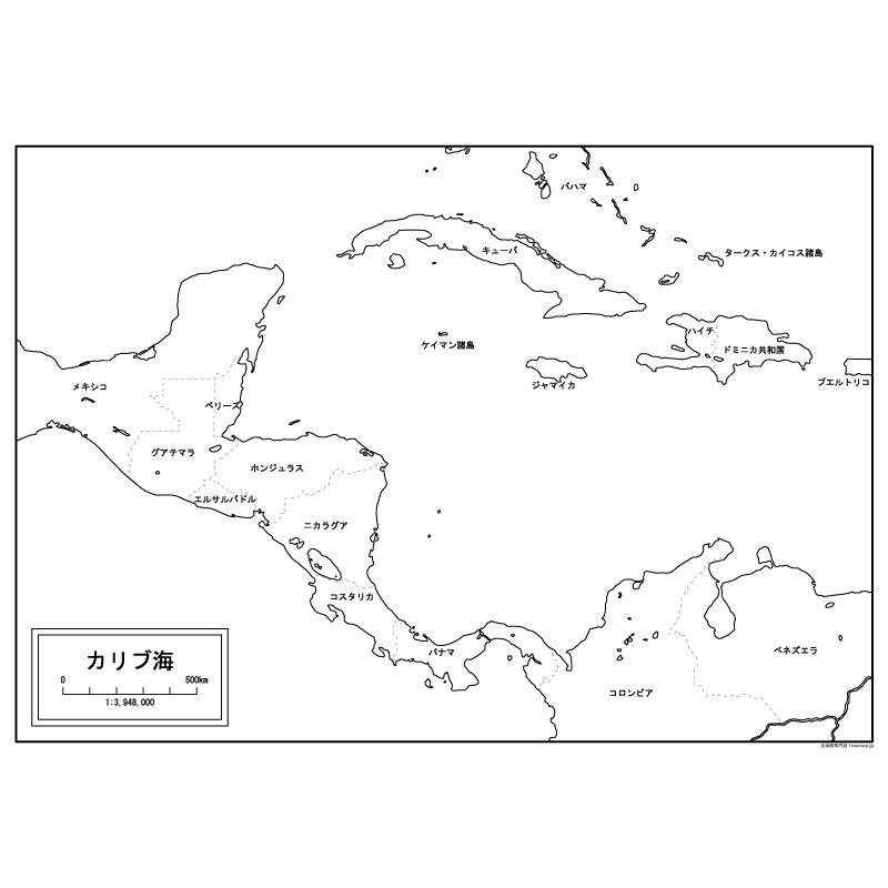 カリブ海の白地図のサムネイル