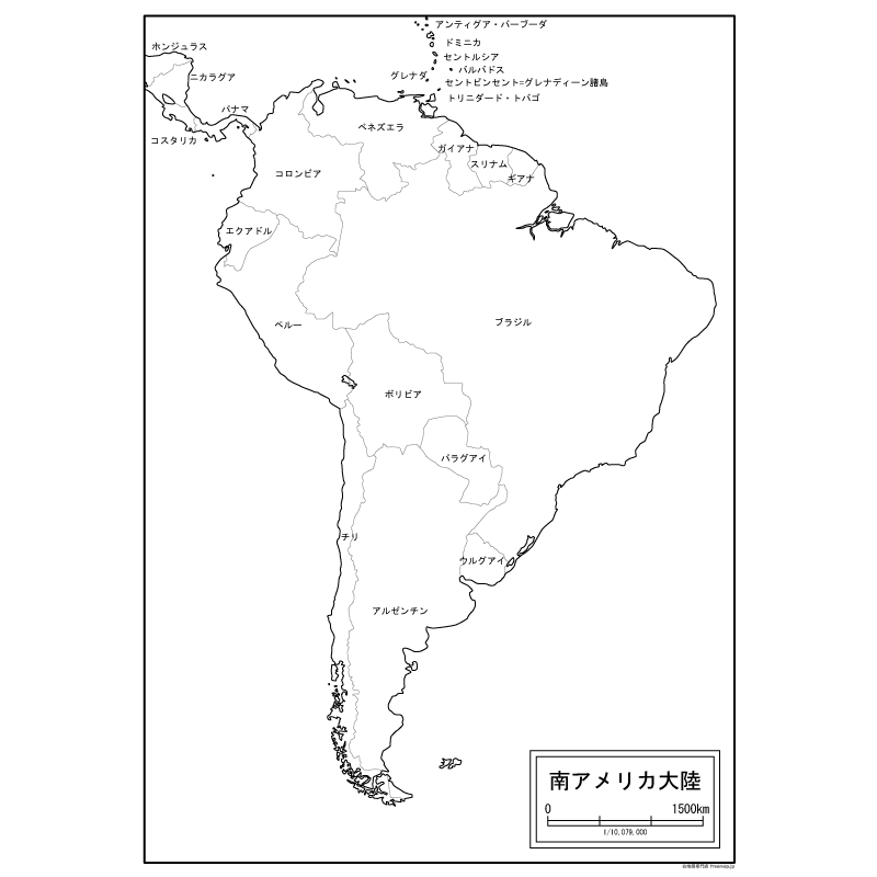 南米大陸に関する地図 白地図専門店