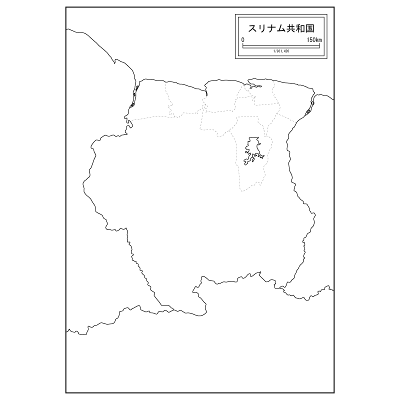 スリナムの白地図のサムネイル