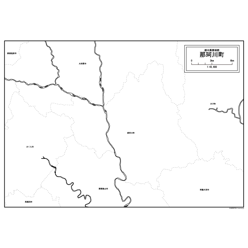 那珂川町の白地図のサムネイル