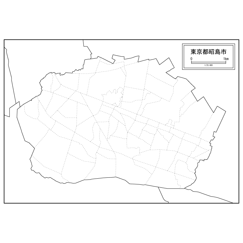 昭島市の白地図のサムネイル