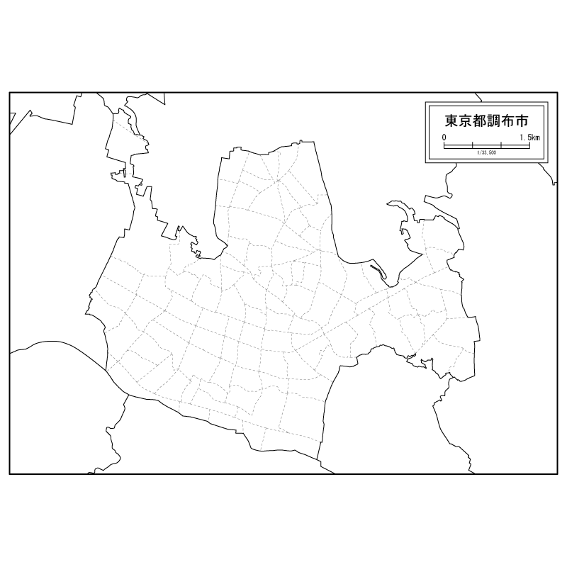 調布市の白地図のサムネイル